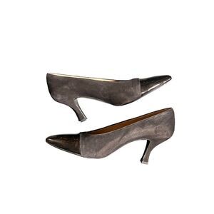 Delman Black Vintage Suede Pumps Size 7.5 AA